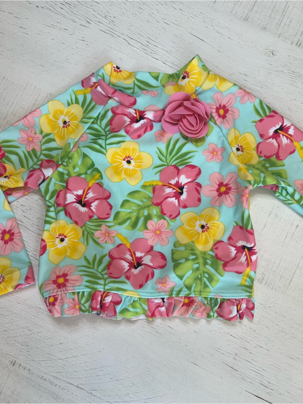 NWT Little Me Hawaiian Floral Long Sleeve Rashguard